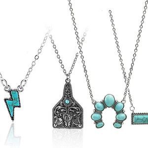 Natural Turquoise Necklace Boho Western Necklaces Jewelry for Women